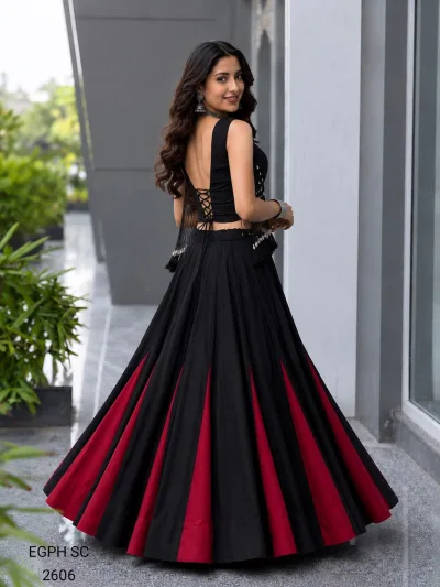 Luxury Black & Crimson Designer Evening Lehenga for Women